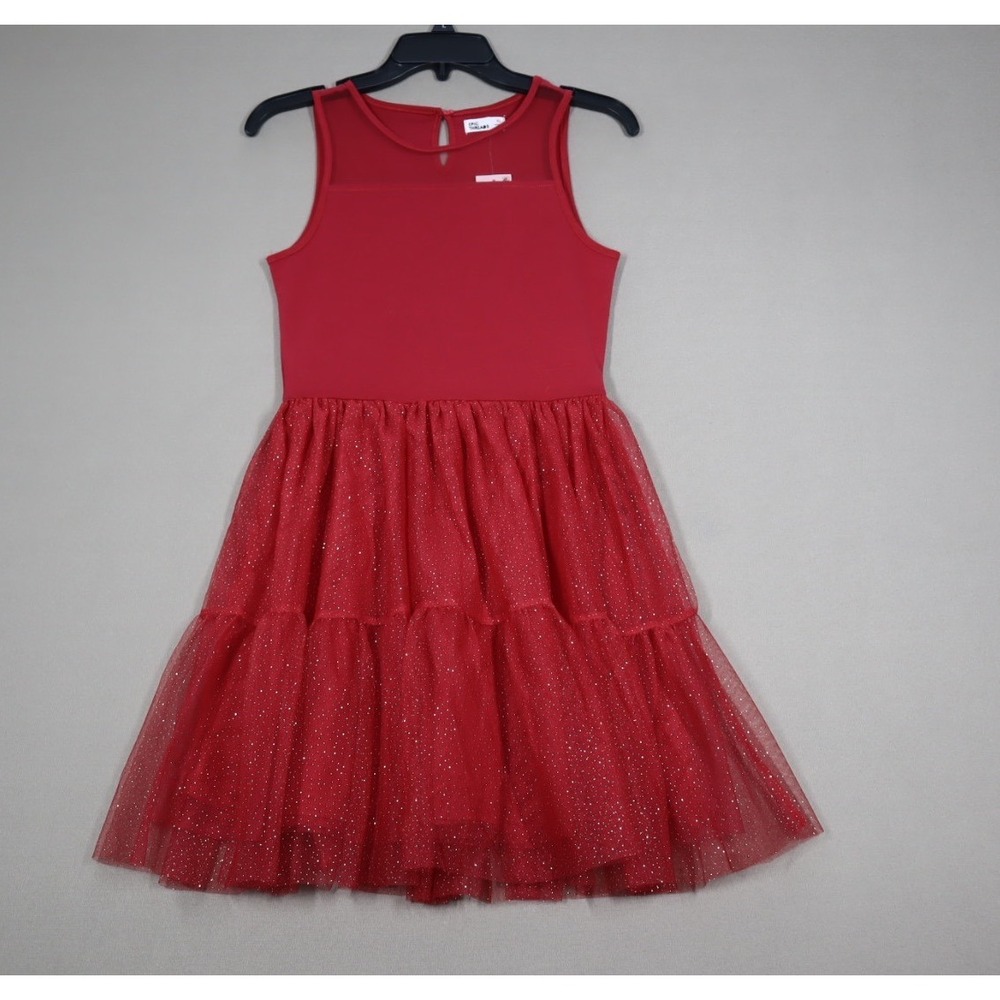 Epic Threads Big Girls Tulle Sleeveless Dress With Glitter Skirt - Red - Size XL